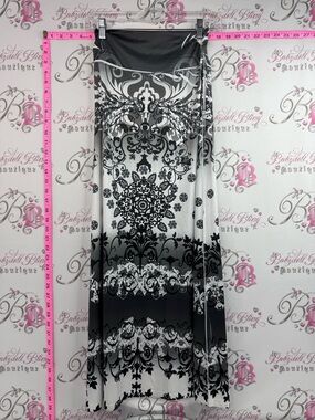 INC International Concepts  Maxi Skirt with Damask Print Black and White